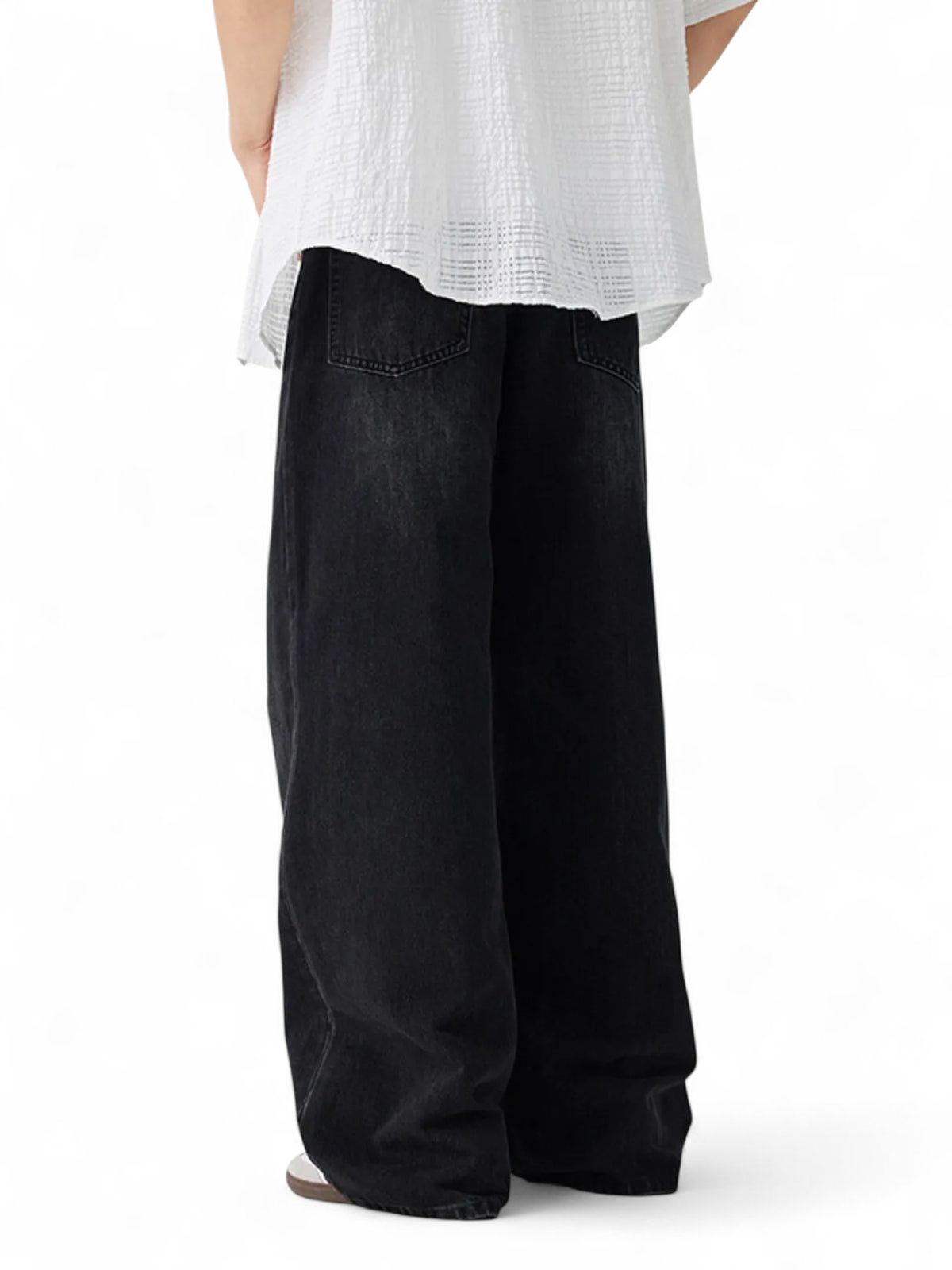 No Stylish | Wide Leg Wash Jeans