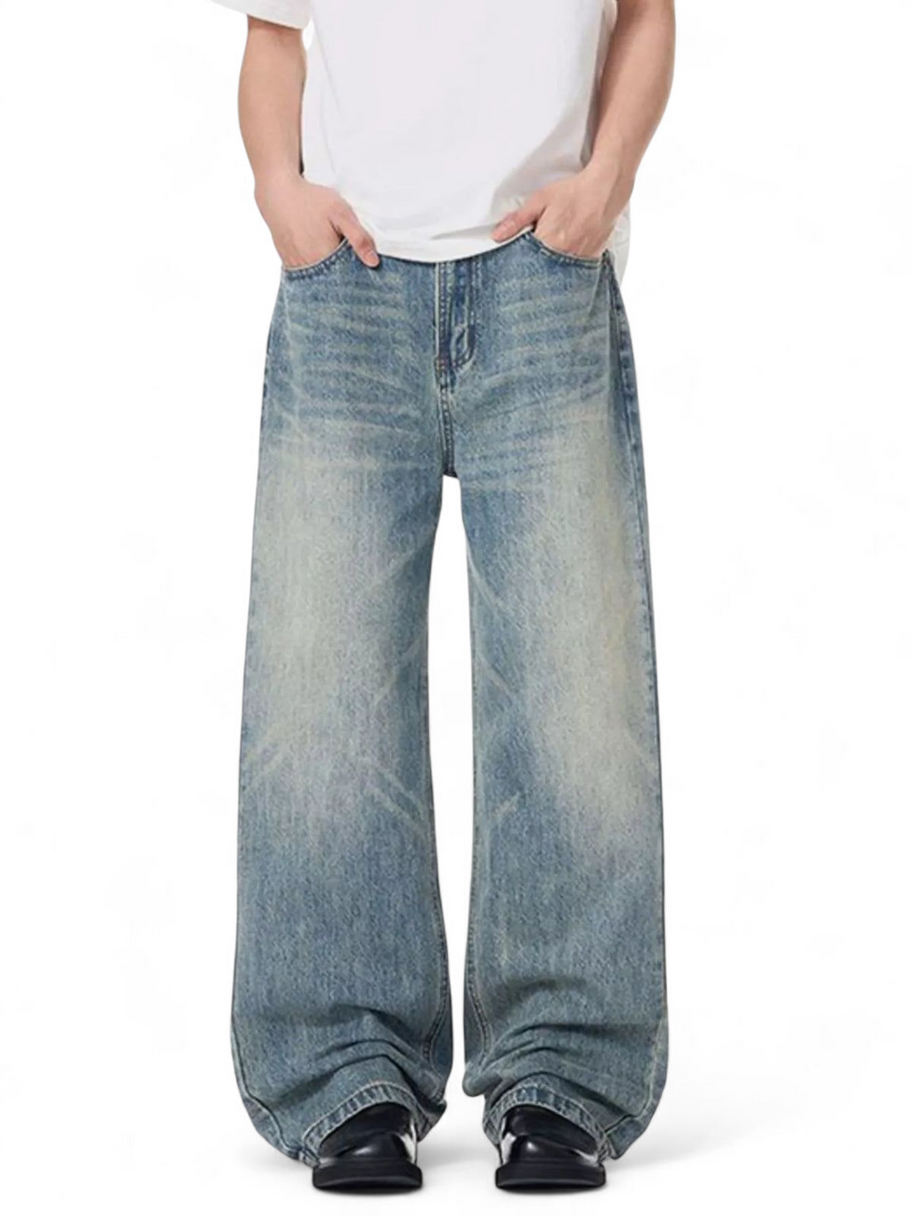 No Stylish | Vintage Wash Wide Leg Jeans