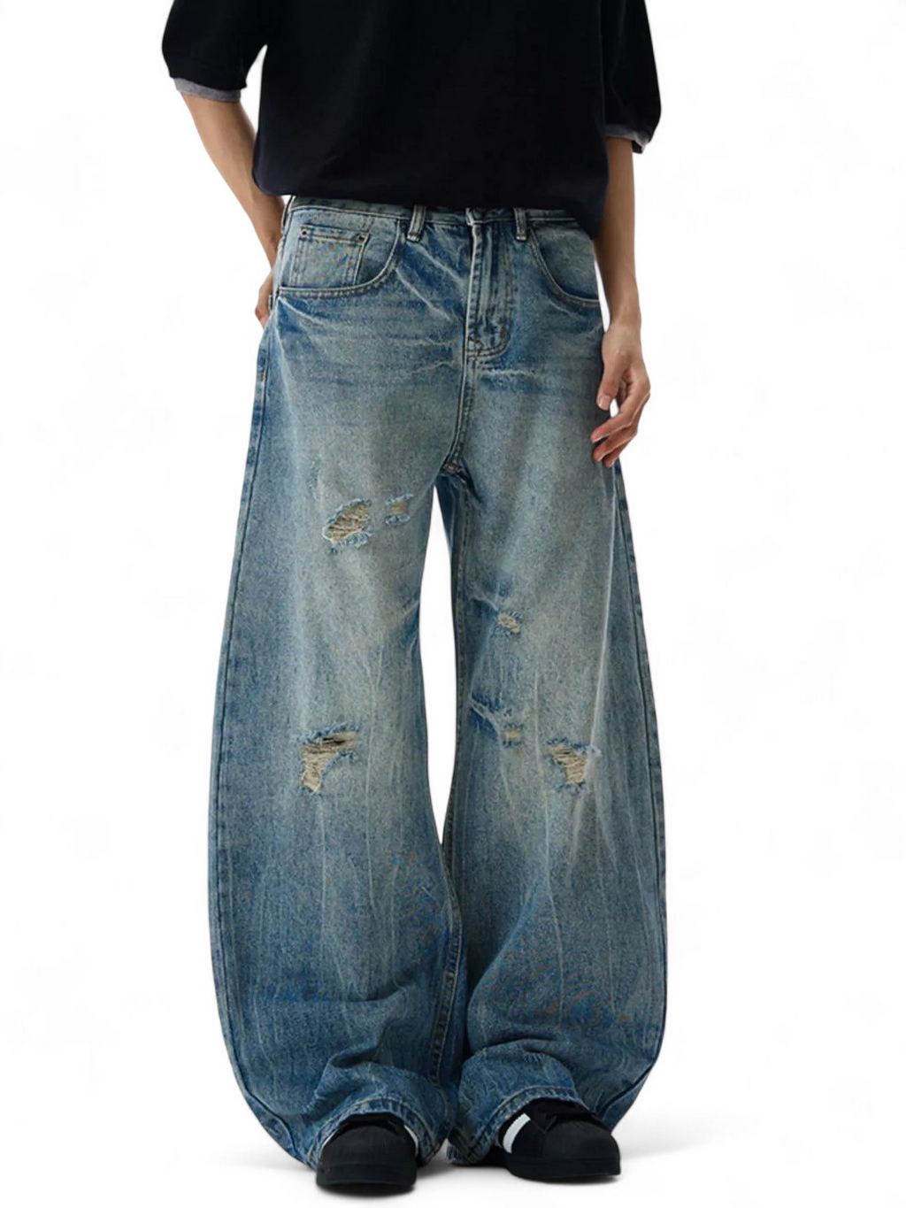 No Stylish Distressed Loose Fit Jeans