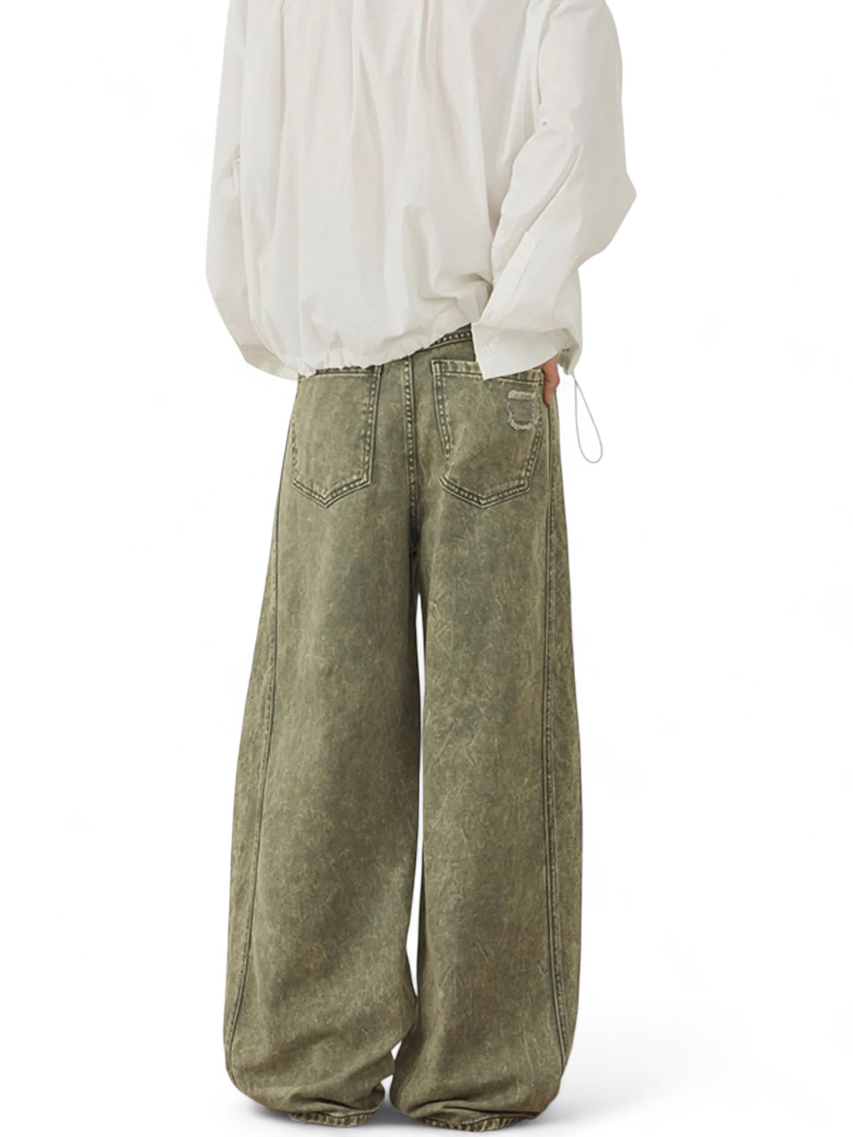 No Stylish | Washed Wide Leg Distressed Pants