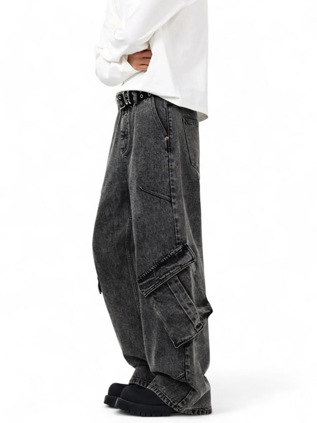 No Stylish | Wide Leg Cargo Jeans