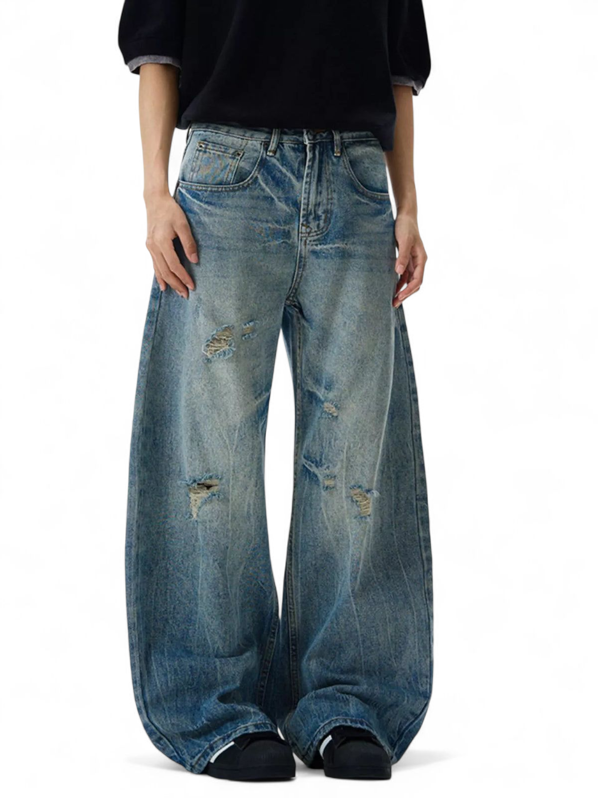 No Stylish Distressed Loose Fit Jeans