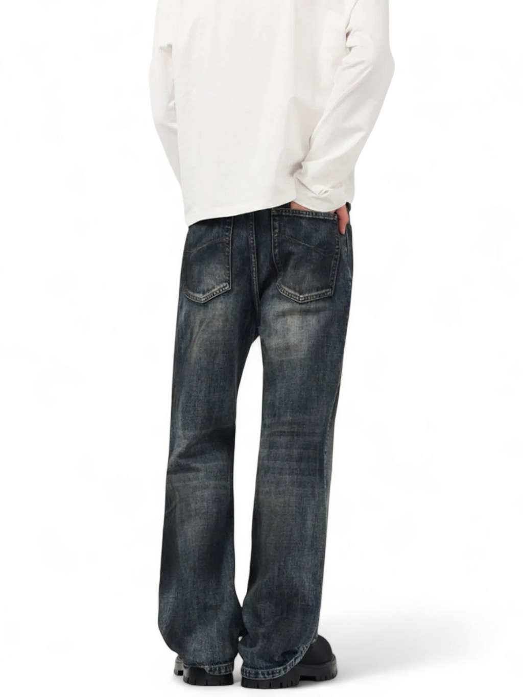 No Stylish | Vintage Distressed Wide Leg Jeans