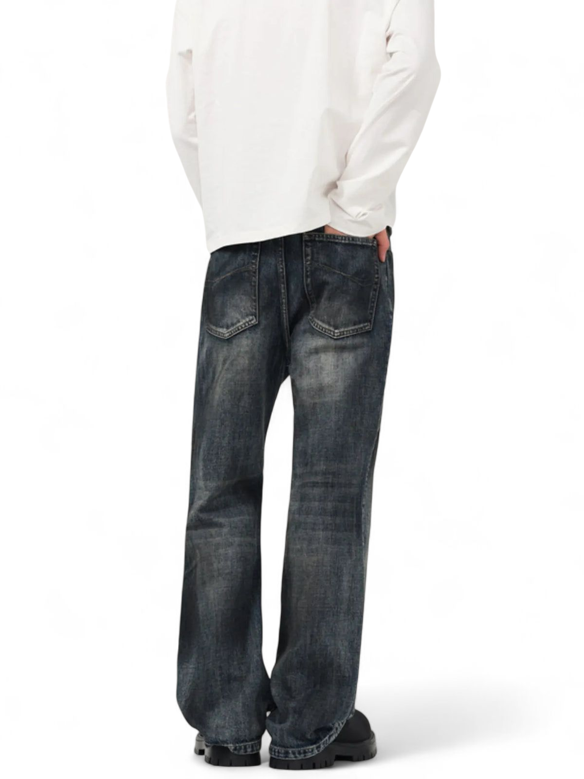 No Stylish | Vintage Distressed Wide Leg Jeans