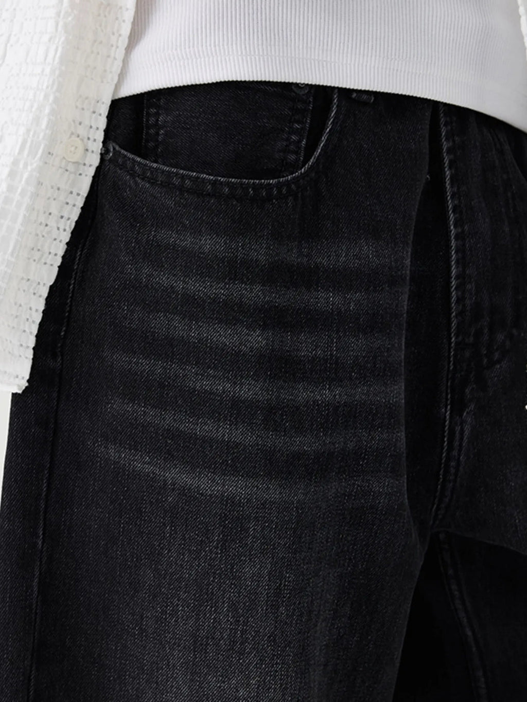 No Stylish | Wide Leg Wash Jeans