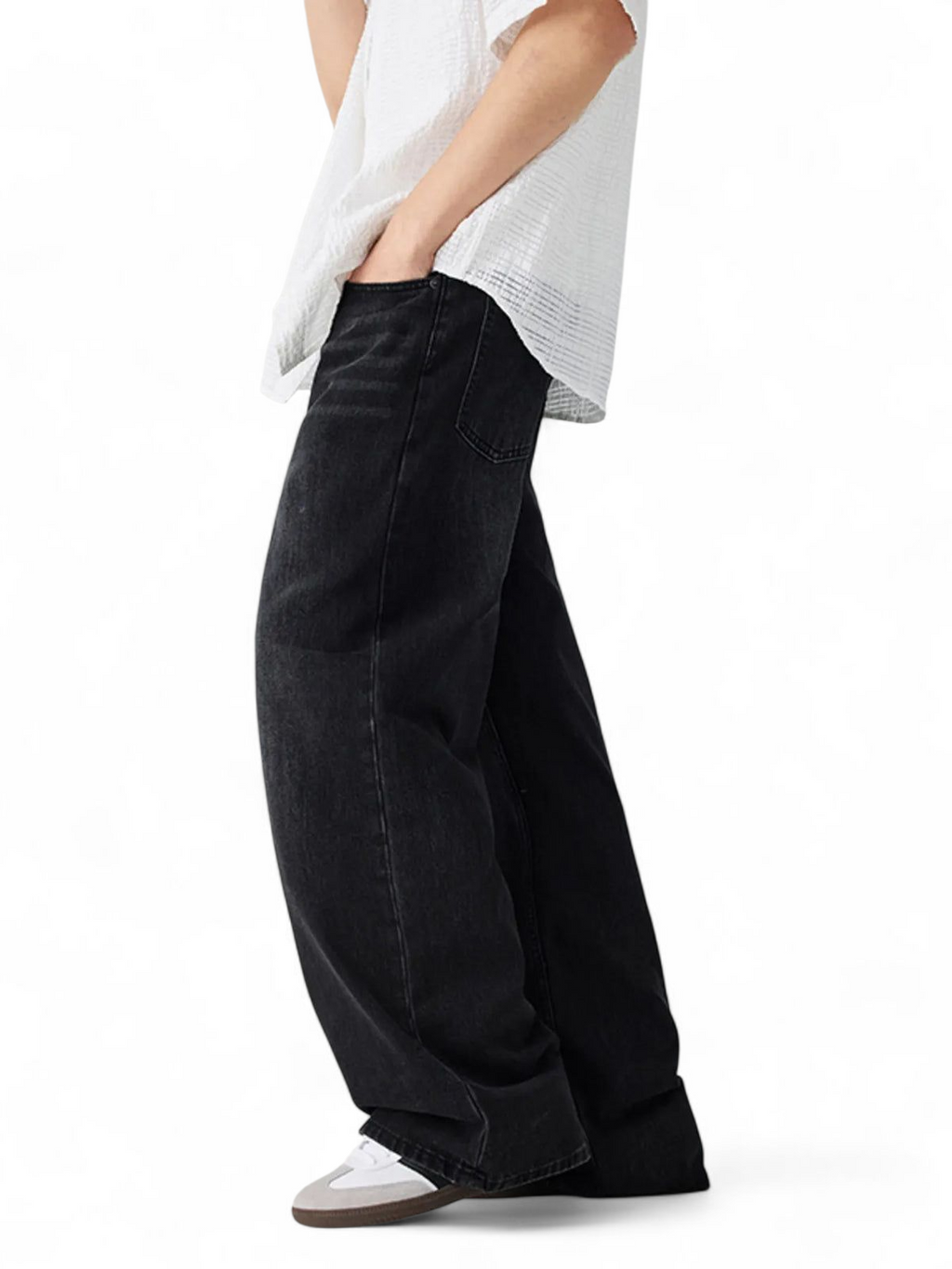 No Stylish | Wide Leg Wash Jeans