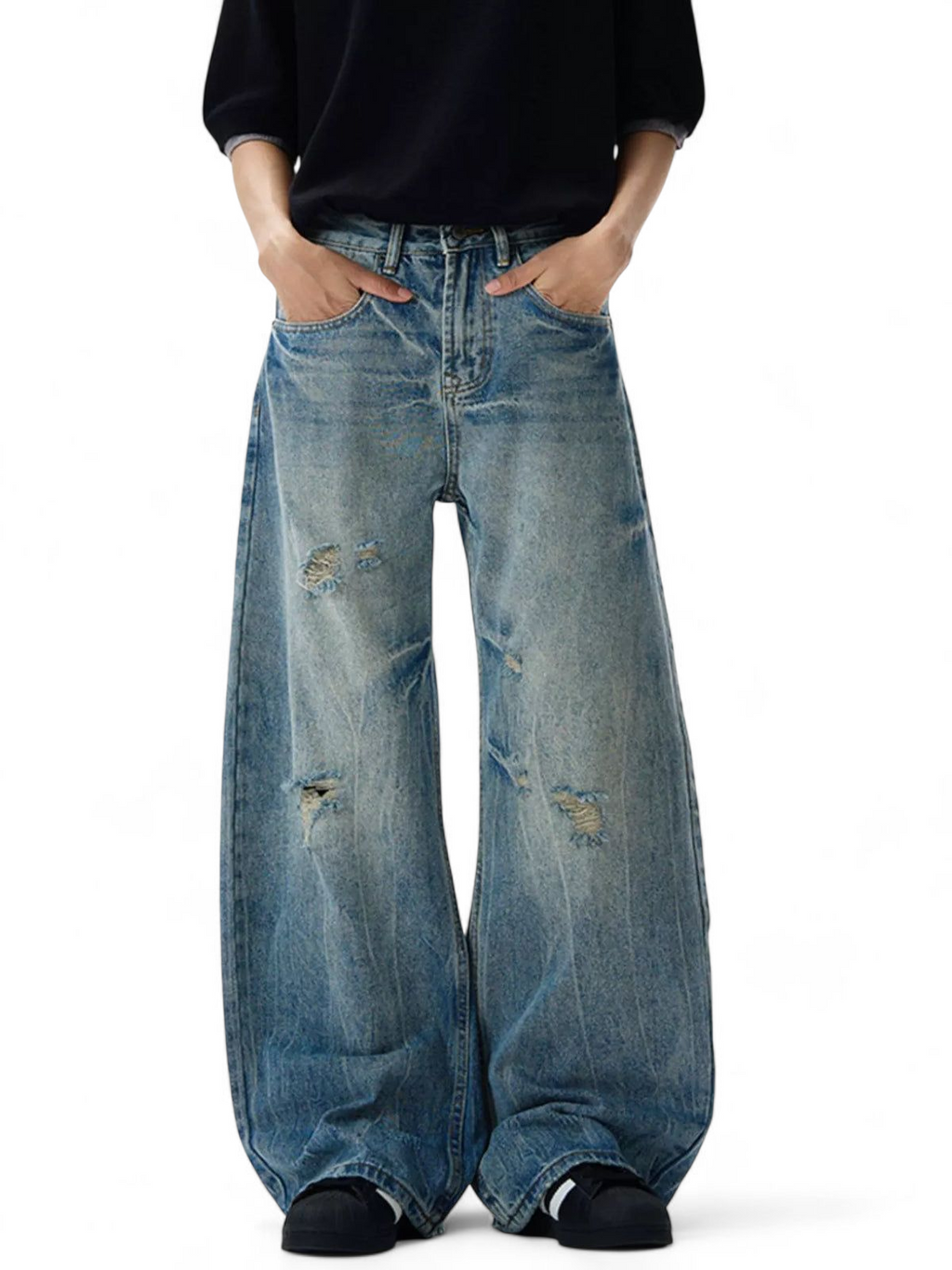 No Stylish Distressed Loose Fit Jeans