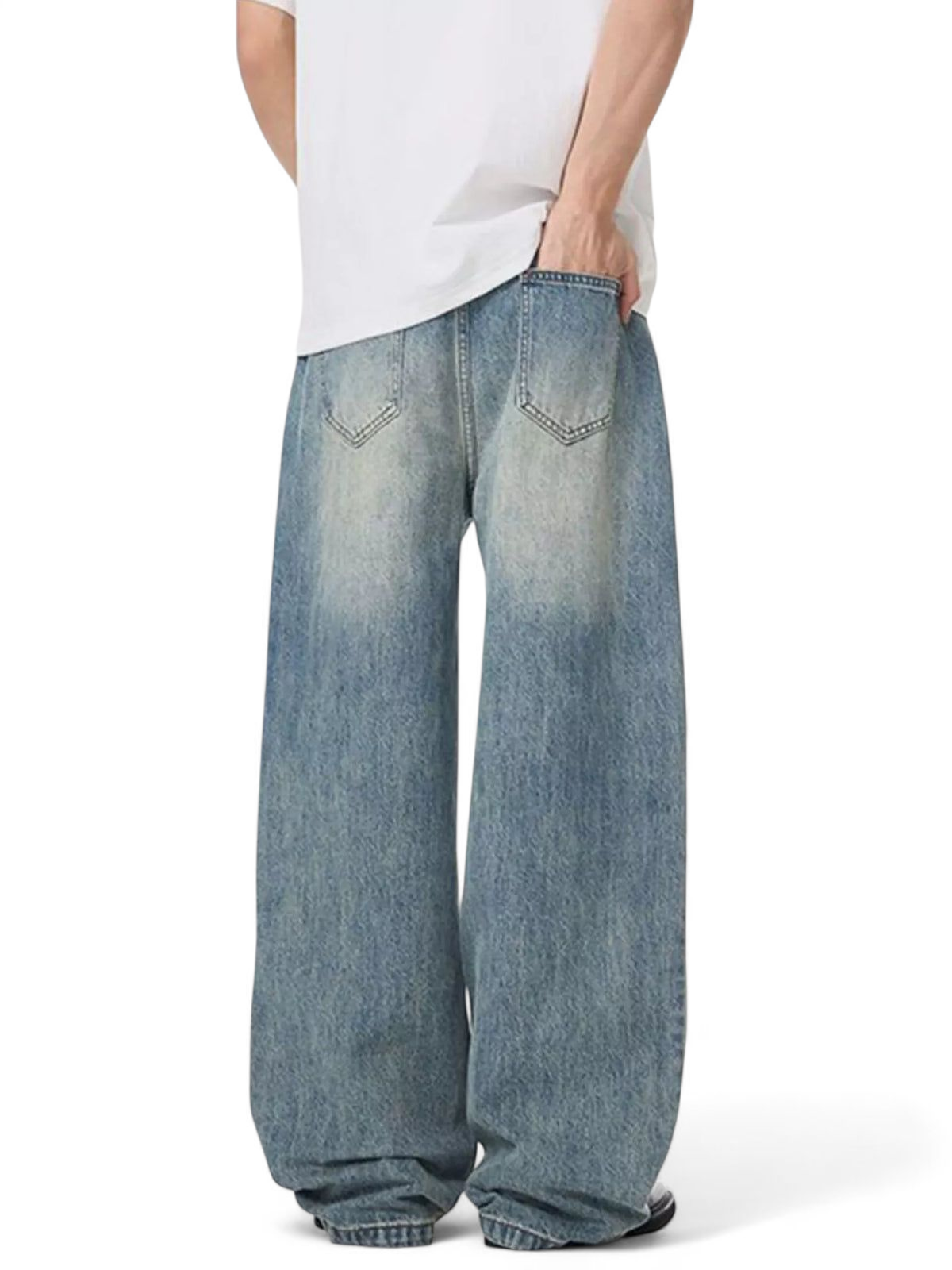 No Stylish | Vintage Wash Wide Leg Jeans