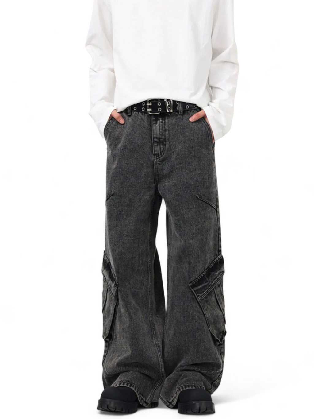 No Stylish | Wide Leg Cargo Jeans