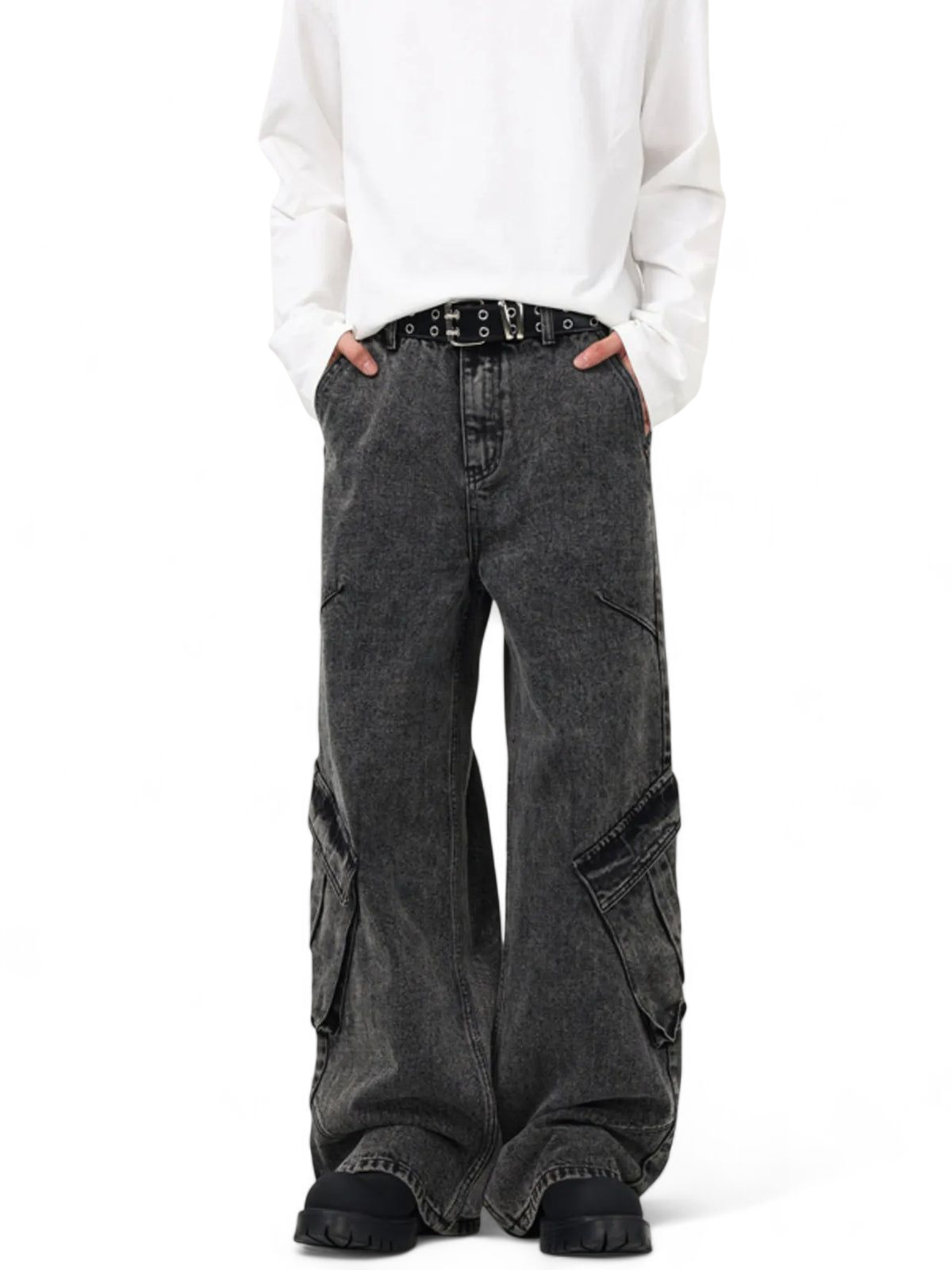 No Stylish | Wide Leg Cargo Jeans