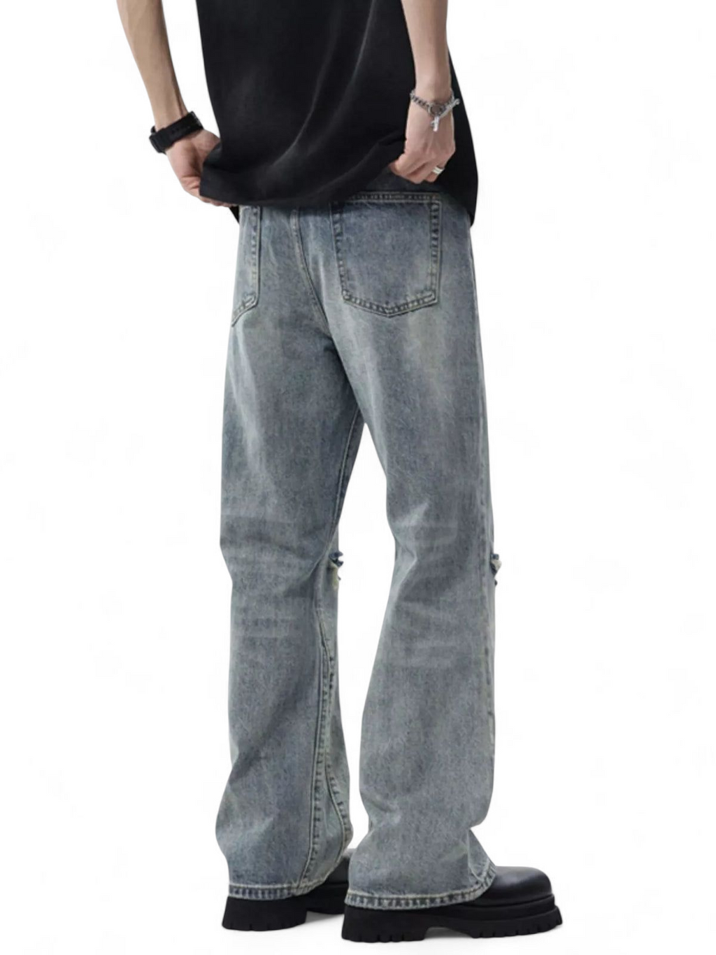 No Stylish | Distressed Wide Leg Jeans