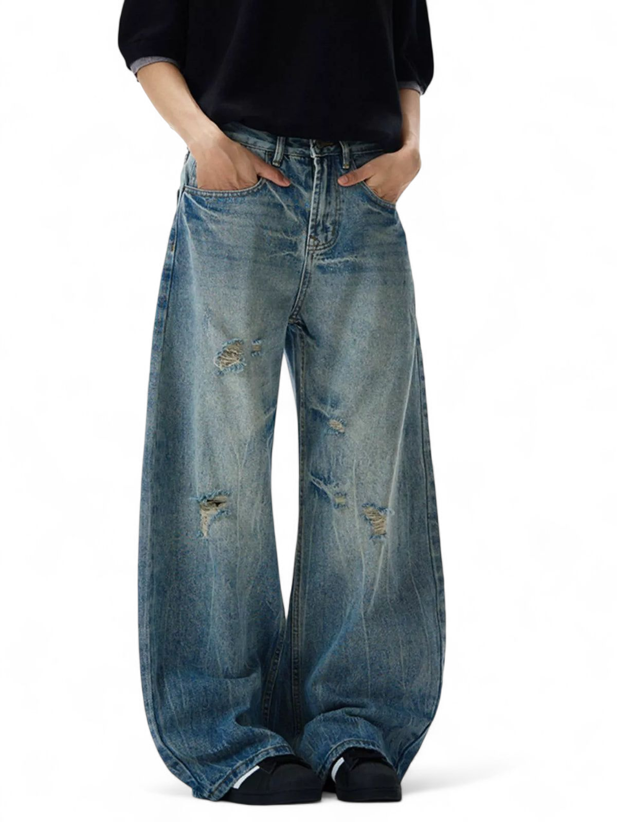 No Stylish Distressed Loose Fit Jeans